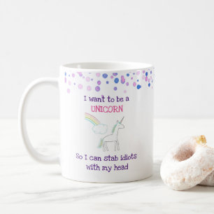 Mug Edgy Unicorn avec arc en ciel et Confetti Funny