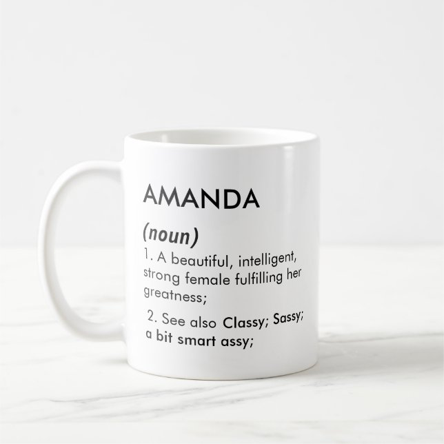 Mug Editable Amanda name definition, custom name (Gauche)