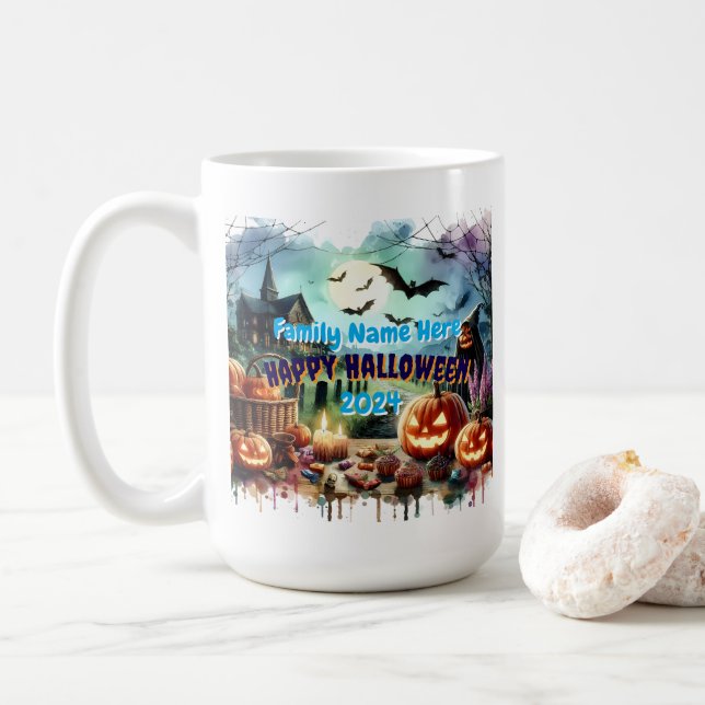 Mug Eerie Halloween Night Watercolor (Avec donut)