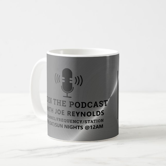Mug Effet Métal Argent, Podcaster, Podcast Advert (Devant gauche)