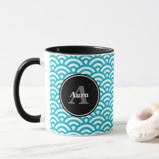Mug Effiloche des Vagues bleues - Nom personnalisé