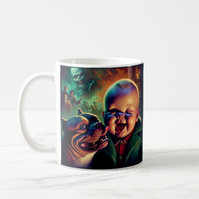 Mug Éffrayant Halloween Baby Pet Pitbull & Ghomajorité (Gauche)