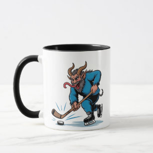 Mug Éffrayant Krampus Jouer au hockey sur glace Noël