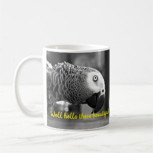 Mug Eh bien bonjour là belle - Un perroquet gris dépla