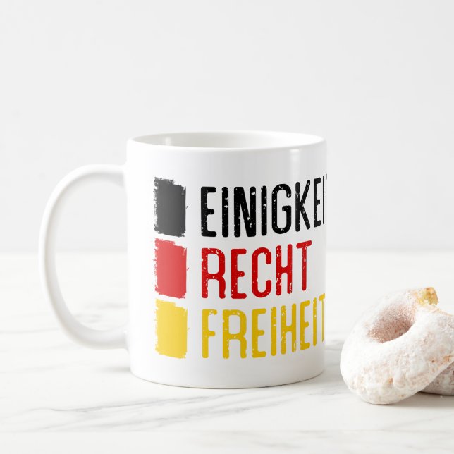 Mug Einigkeit Recht Freiheit, Devise D'Allemagne (Avec donut)