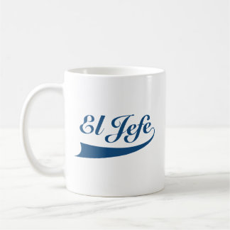 Mug EL Jefe dans le lettrage de bleu marine