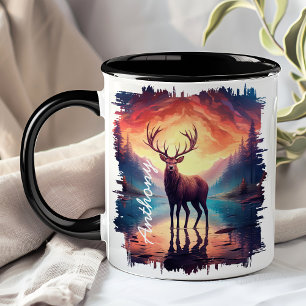 Mug Elan au reflet du lac de montagne au coucher du so