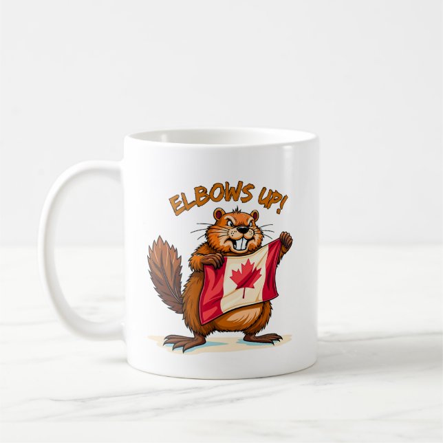 Mug Elbos UP, Beaver, Canada Drapeau canadien Feuille  (Gauche)