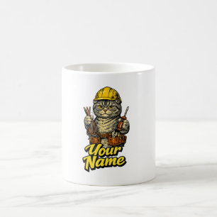 Mug Électricien personnalisé avec un chat Scottish Fol