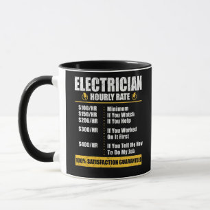 Mug Électricien Taux horaire Funny Lineman Papa Retro