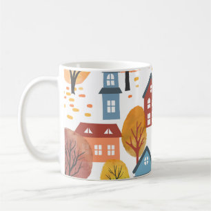 Mug Elégance d'automne : Aquarelle Ville et arbres