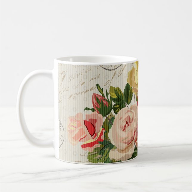 Mug Elégance florale vintage, papillon (Gauche)