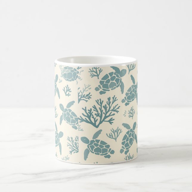 Mug Élégance sous-marine : Design de corail bleu (Centre)