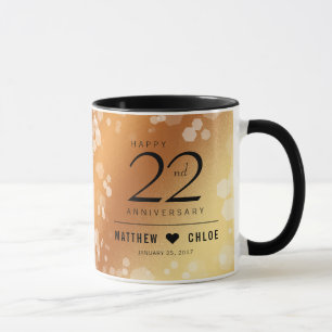 Mug Élégant 22e anniversaire de Mariage de cuivre