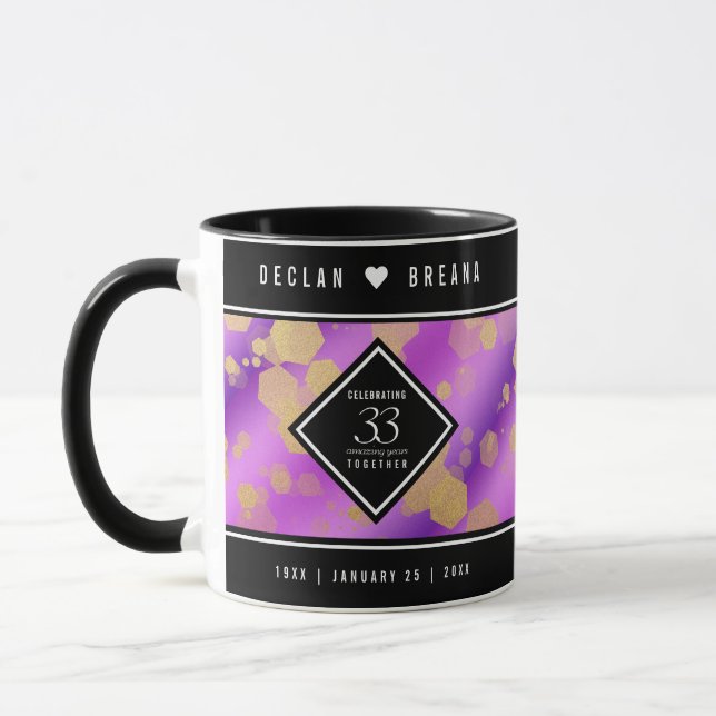 Mug Élégant 33e anniversaire du Mariage Améthyste (Gauche)