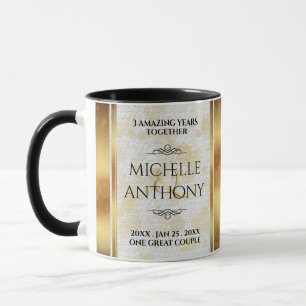 Mug Élégant 3ème anniversaire de Mariage en cuir