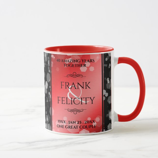 Mug Élégant 40ème 80ème anniversaire de Ruby Mariage (Droite)