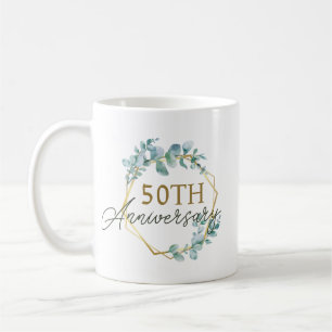 Mug Élégant 50e anniversaire de Mariage de la florale 