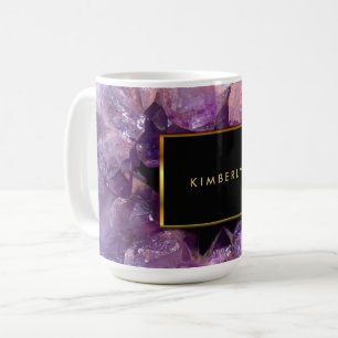 Mug Élégant améthyste violet gemstone geode monogrammé