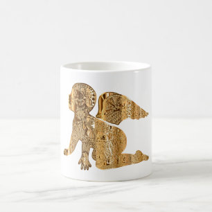 Mug Élégant Ange doré brillant Blanc céleste