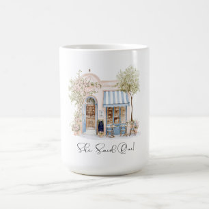 Mug Élégant Aquarelle Elle a Dit Oui Fleurs Roses Mari