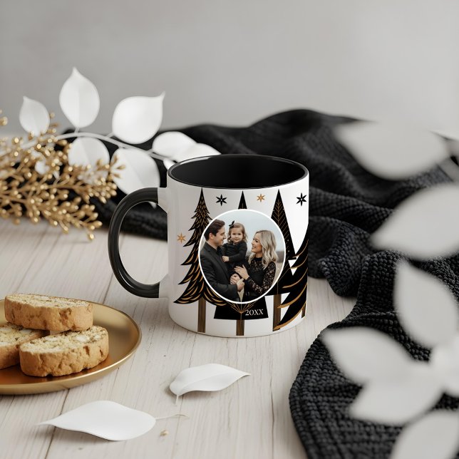 Mug Élégant arbre de Noël À feuillage persistant moder (Elegant Modern Evergreen Christmas Tree Photo Mug)