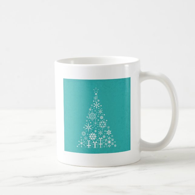 Mug élégant arbre de Noël blanc et turquoise (Droite)