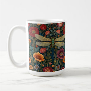 Mug Élégant art nouveau floral automnal Libellule