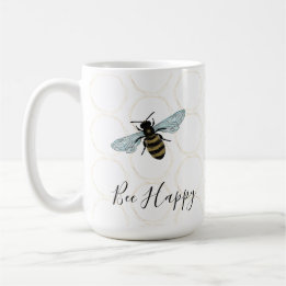 Mug Elégant Bee Happy Gold Honeycomb