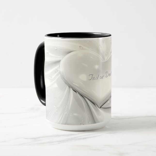 Mug Élégant Blanc Crème en Forme de Cœur (Devant gauche)