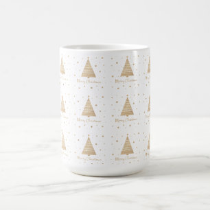 Mug Elégant Blanc Or Joyeux Arbre de Noël 