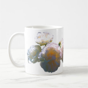 Mug Elégant blanc pêche orange roses