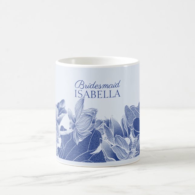 Mug Élégant bleu Lotus Fleurs Mariage Cadeau (Centre)