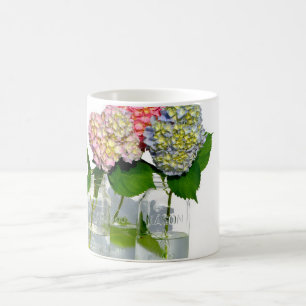 Mug Elégant bleu rose vert vert hydrangée