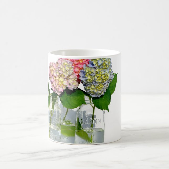 Mug Elégant bleu rose vert vert hydrangée (Centre)