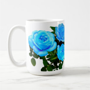 Mug Elégant bleu turquoise rose bleu floral bleu fleur
