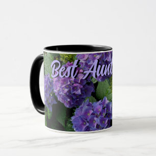 Mug Élégant bleu violet magenta floral meilleure tante