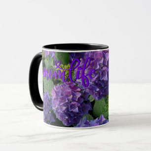 Mug Elégant bleu violet magenta vert hydrangée florale
