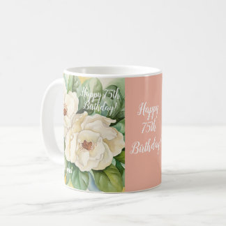 Mug Elégant Blush Pink 75th Birthday Floral Ajouter un
