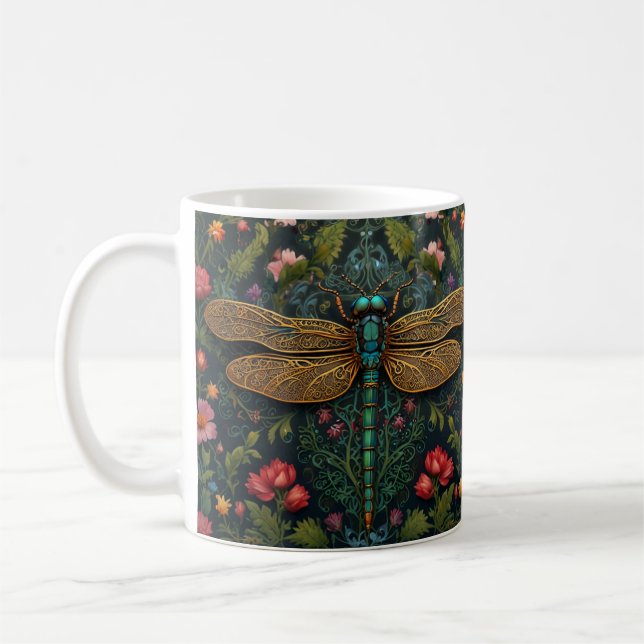 Mug Élégant botanique de libellule Vintage (Gauche)