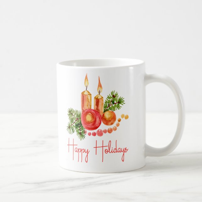 Mug Elégant bougies Holly Feuilles heureux vacances ca (Droite)
