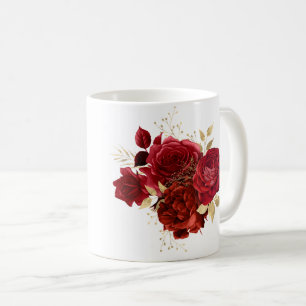 Mug Élégant Bouquet d'or de rose rouge