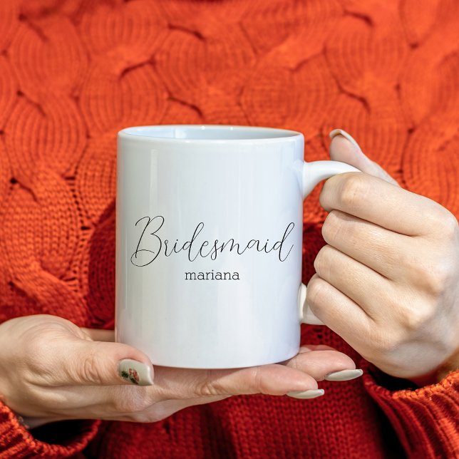 Mug élégant bridesmaid nom minimaliste moderne (Créateur téléchargé)