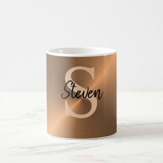 Mug Élégant bronze métal Nom du monogramme (Centre)