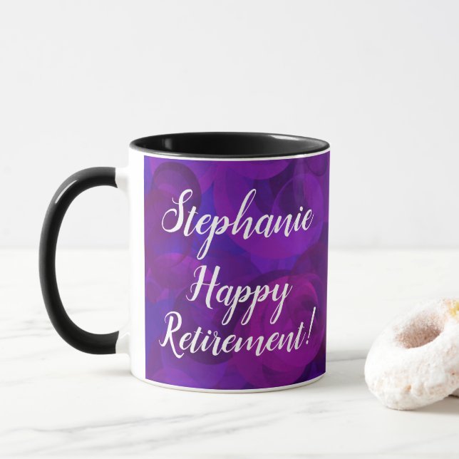 Mug Elégant Bureau de retraite personnalisé pourpre (Avec donut)