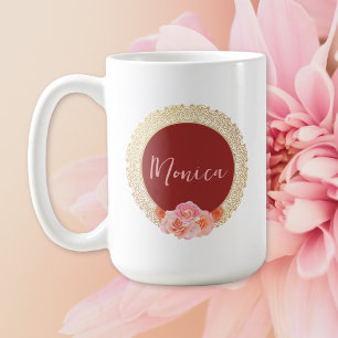 Mug Elégant cadre Floral Personnalisé Or Oriental