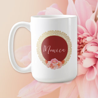 Mug Elégant cadre Floral Personnalisé Or Oriental