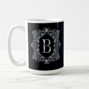 Mug Élégant cadre orange diamant initial B