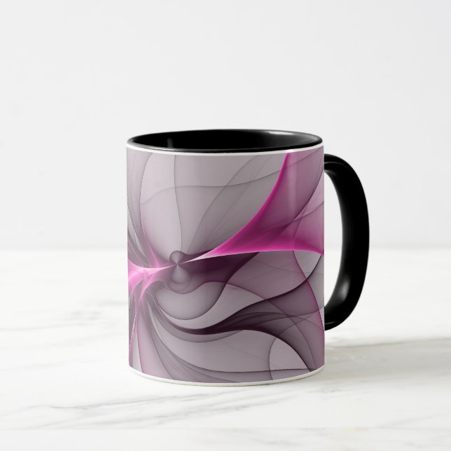 Mug Elégant Chaos Moderne Abstrait rose Fractal Art (Devant droit)
