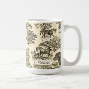 Mug Élégant Cheval Rustique Arbres Beige Tan Toile